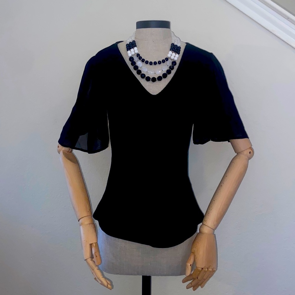 Sampeel Butterfly Sleeve V Neck Top